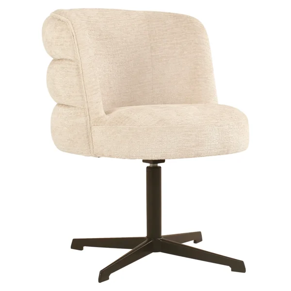 Scaun dining rotativ crem din tesatura texturata Chadwick