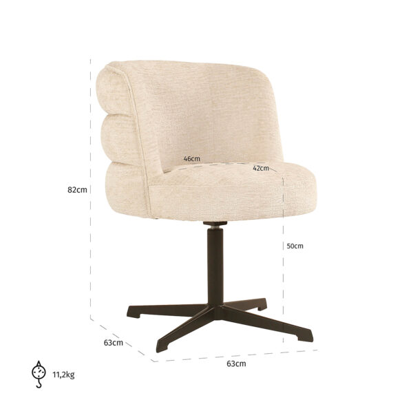 Scaun dining rotativ crem din tesatura texturata Chadwick - imagine 3