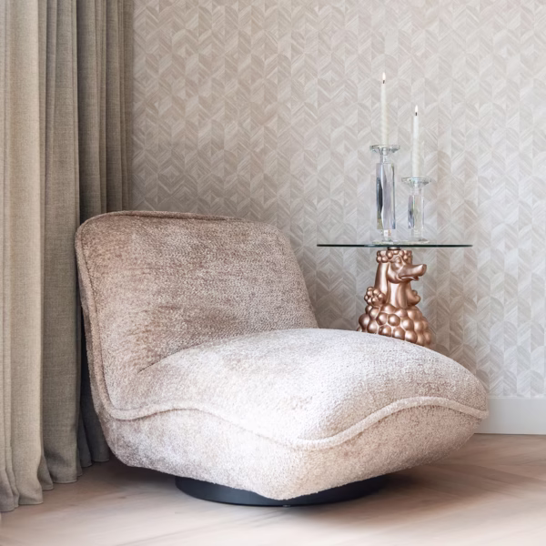 Fotoliu maro deschis din tesatura chenille Ophelia - imagine 2