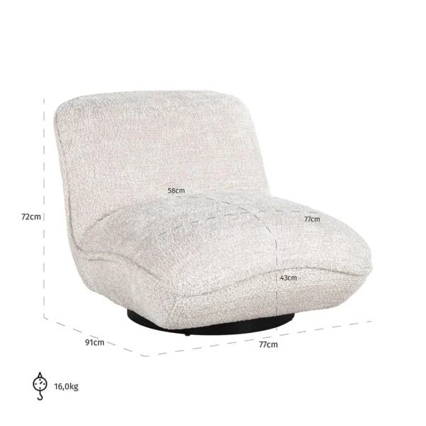 Fotoliu crem din tesatura chenille Ophelia - imagine 8