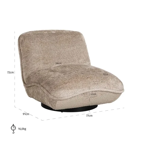 Fotoliu maro deschis din tesatura chenille Ophelia - imagine 8