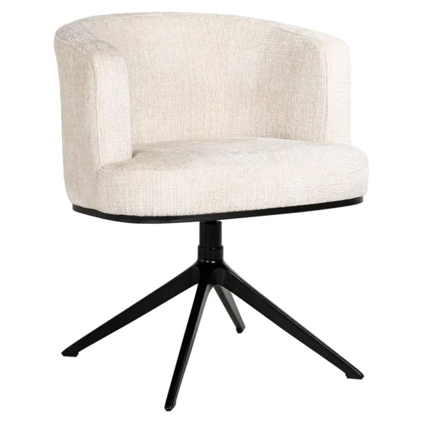 Scaun dining rotativ crem din tesatura chenille Cheyenne