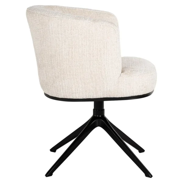 Scaun dining rotativ crem din tesatura chenille Cheyenne - imagine 3