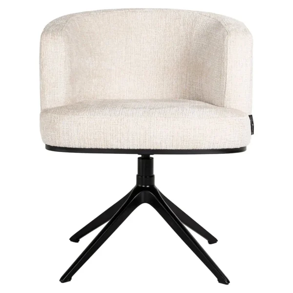 Scaun dining rotativ crem din tesatura chenille Cheyenne - imagine 2