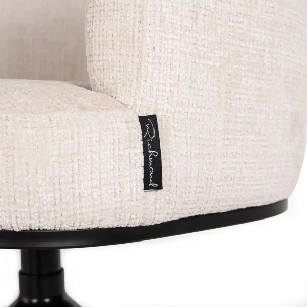 Scaun dining rotativ crem din tesatura chenille Cheyenne - imagine 5