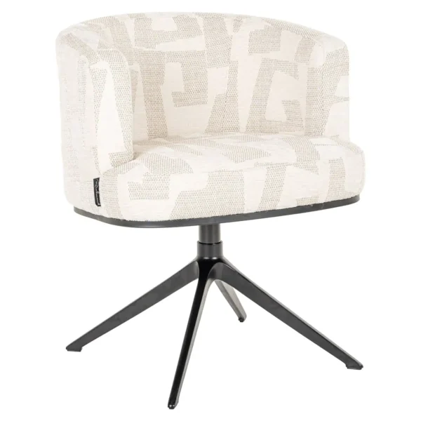 Scaun dining rotativ crem din tesatura 3D Cheyenne