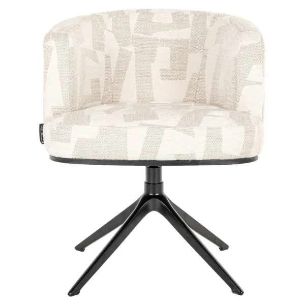 Scaun dining rotativ crem din tesatura 3D Cheyenne - imagine 2