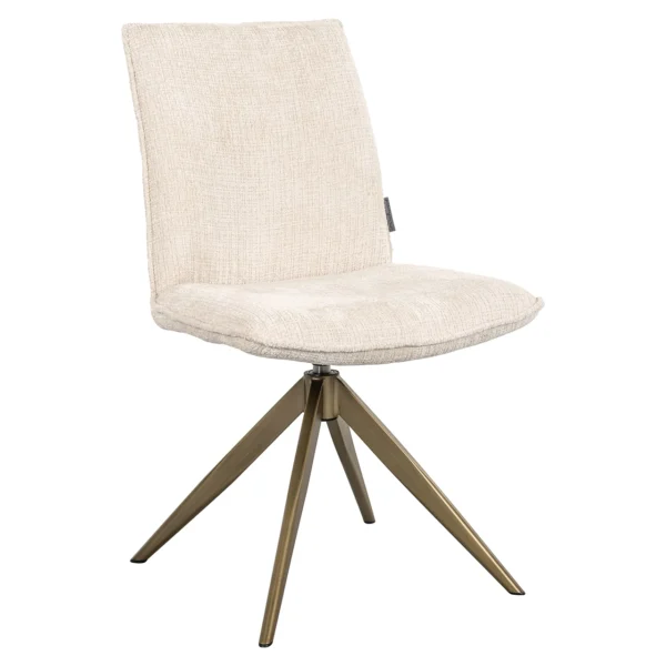 Scaun dining rotativ crem din tesatura chenille Dakota