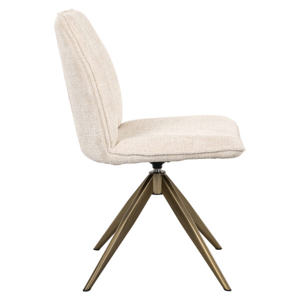 Scaun dining rotativ crem din tesatura chenille Dakota - imagine 3