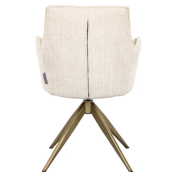 Scaun dining rotativ cu brate crem din tesatura chenille Dakota - imagine 4