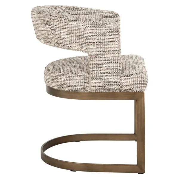 Scaun dining bej aramiu din tesatura texturata Ellis - imagine 3