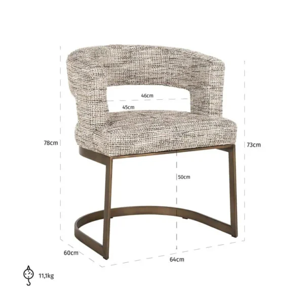 Scaun dining bej aramiu din tesatura texturata Ellis - imagine 7