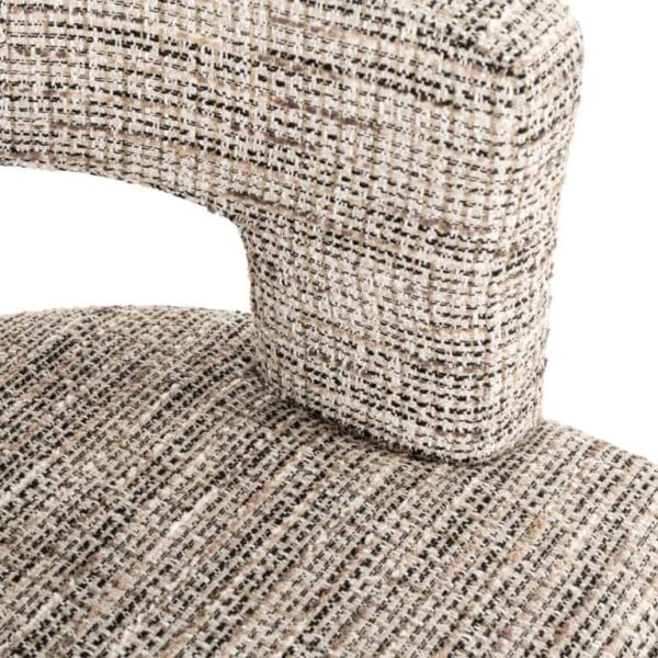 Scaun dining bej aramiu din tesatura texturata Ellis - imagine 5