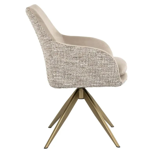 Scaun dining rotativ bej kaki din tesatura si catifea Endure - imagine 3