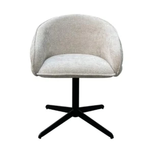 Scaun dining rotativ crem din tesatura texturata Angelina