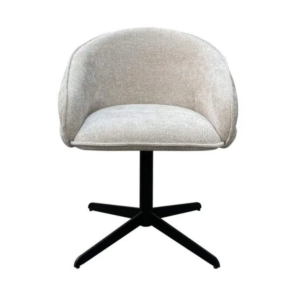 Scaun dining rotativ crem din tesatura texturata Angelina - imagine 2