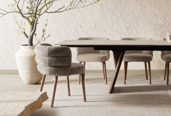 Set 2 scaune dining gri din tesatura texturata Ilma - imagine 2