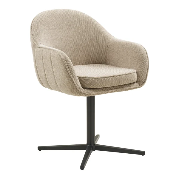 Set 2 scaune rotative dining bej din tesatura Tamera
