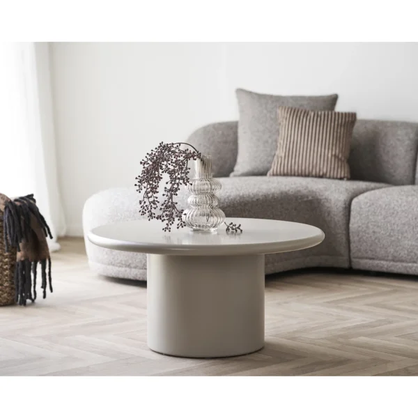 Masa de cafea rotunda crem deschis din MDF Nagano - imagine 2