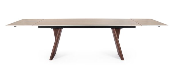 Masa dining extensibila bej/maro din lemn si portelan Maikki - imagine 5