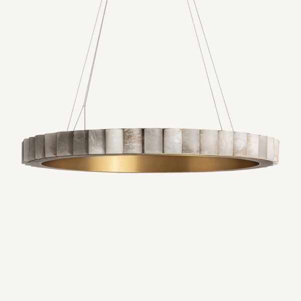 Candelabru alb/auriu din marmura si metal Circle - imagine 3