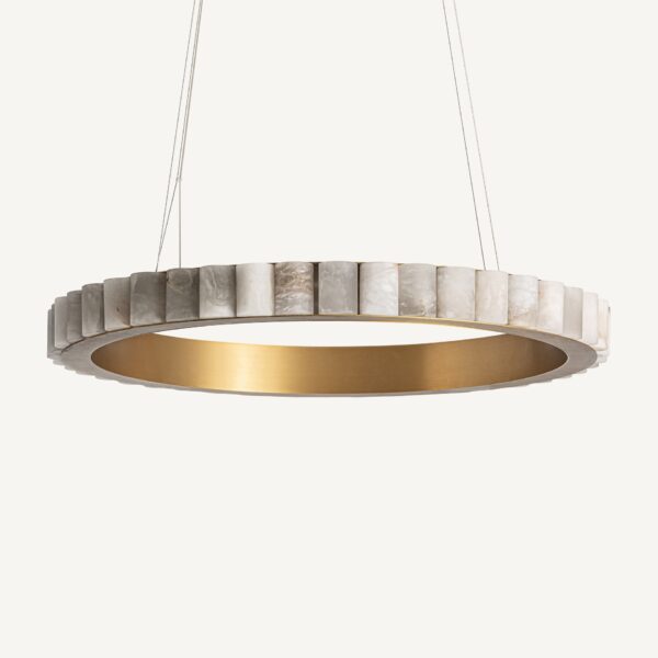 Candelabru alb/auriu din marmura si metal Circle - imagine 2