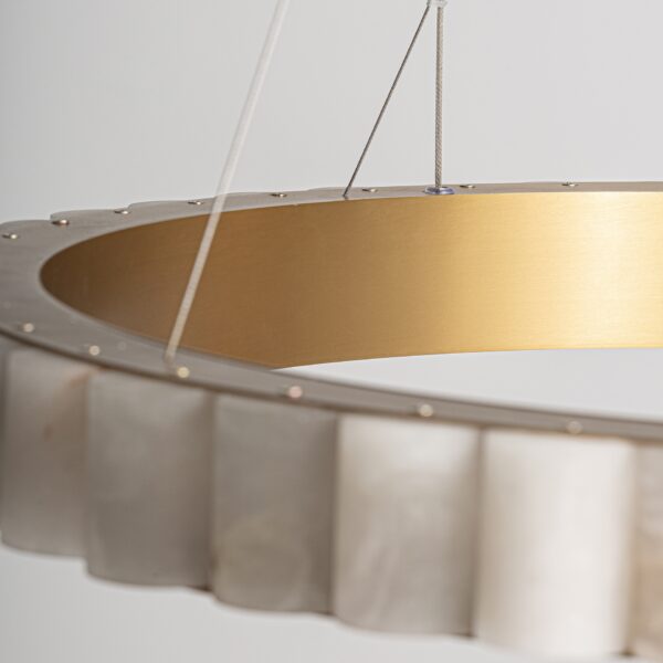 Candelabru alb/auriu din marmura si metal Circle - imagine 5