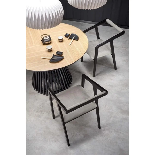 Masa dining rotunda din lemn si metal Vectra - imagine 2