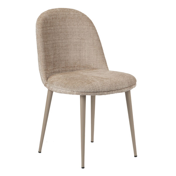 Set 2 scaune dining bej din tesatura chenille Egg