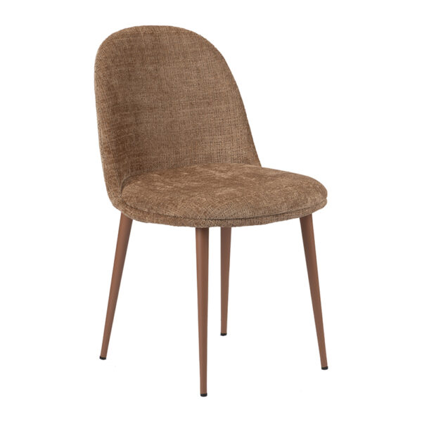 Set 2 scaune dining maro caramel din tesatura chenille Egg