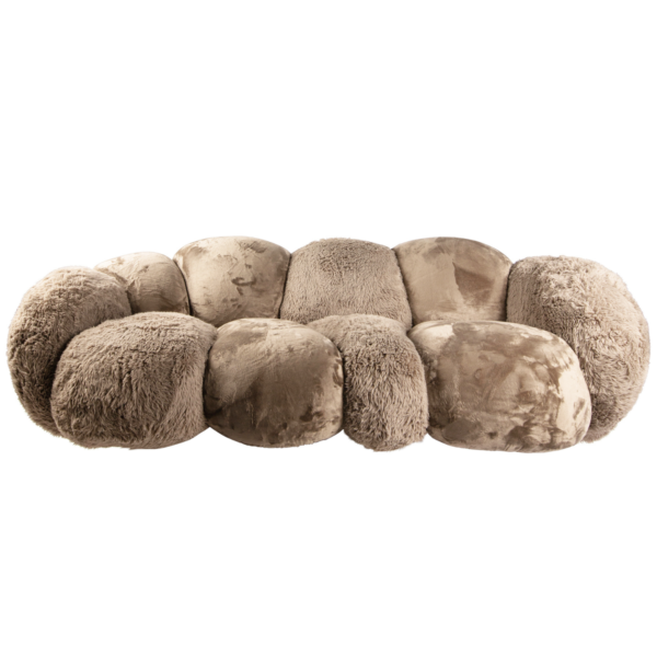 Canapea maro din blana si catifea Lush