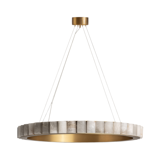 Candelabru alb/auriu din marmura si metal Circle