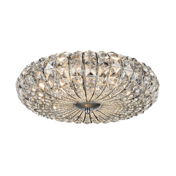 Plafoniera argintie din cristal si metal Broche