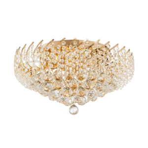 Plafoniera aurie din cristal si metal Karolina