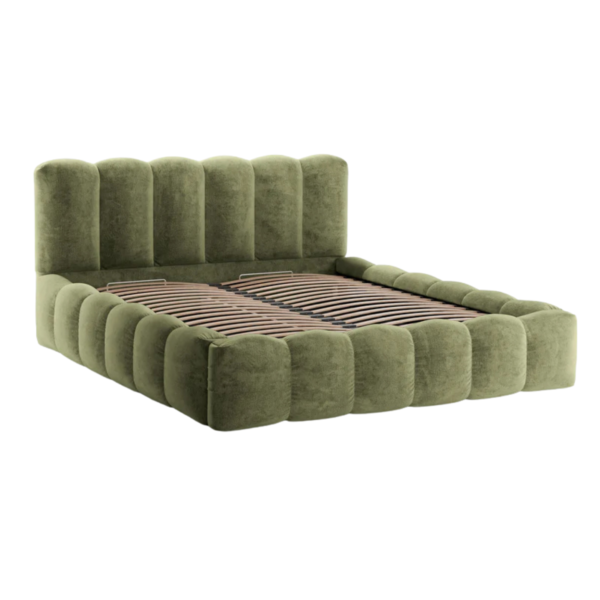 Pat tapitat verde olive din tesatura chenille Lupine