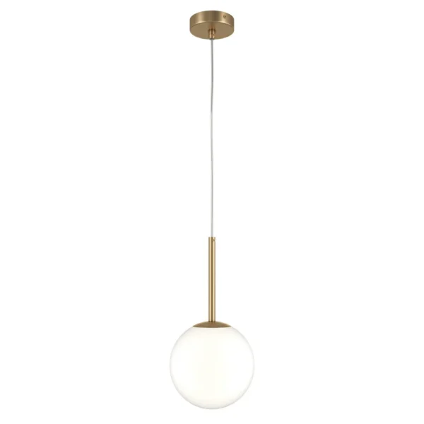 Pendul auriu/alb din metal si sticla cu 1 bec Basic