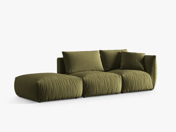 Canapea modulara verde olive din catifea Chris Left - imagine 3
