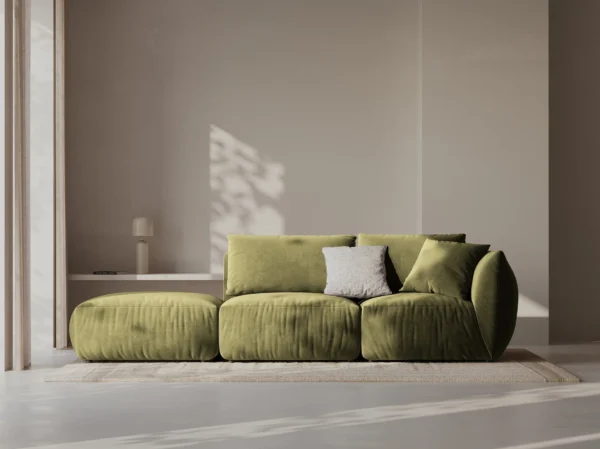 Canapea modulara verde olive din catifea Chris Left - imagine 2