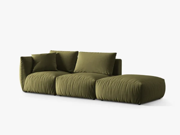 Canapea modulara verde olive din catifea Chris Right - imagine 3