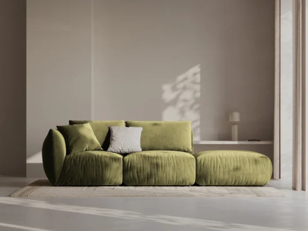 Canapea modulara verde olive din catifea Chris Right - imagine 2