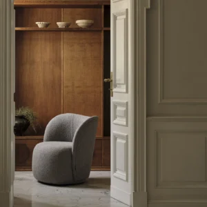 Fotoliu negru din tesatura boucle Saamit