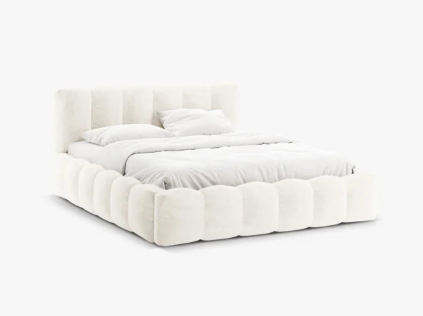 Pat tapitat crem deschis din tesatura chenille Lupine - imagine 4