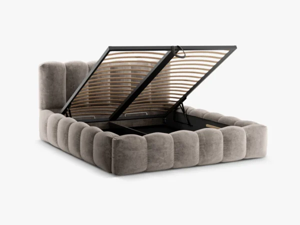 Pat tapitat bej cappuccino din tesatura chenille Lupine - imagine 4