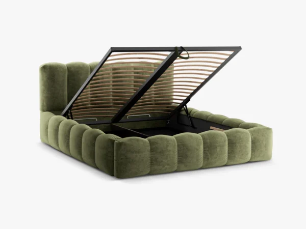 Pat tapitat verde olive din tesatura chenille Lupine - imagine 3