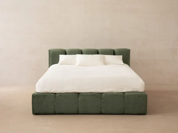 Pat tapitat verde olive din tesatura chenille Lupine - imagine 7