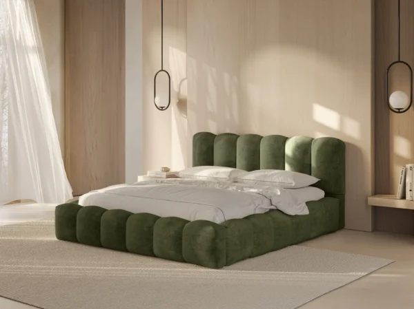 Pat tapitat verde olive din tesatura chenille Lupine - imagine 2