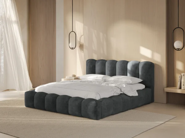Pat tapitat gri din tesatura chenille Lupine - imagine 2