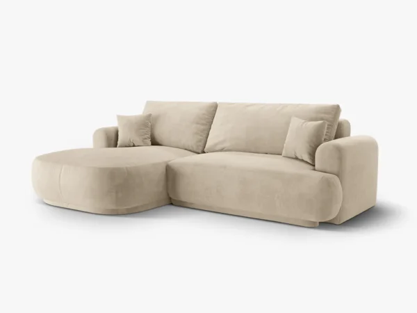 Coltar extensibil bej din catifea Ella Left - imagine 3