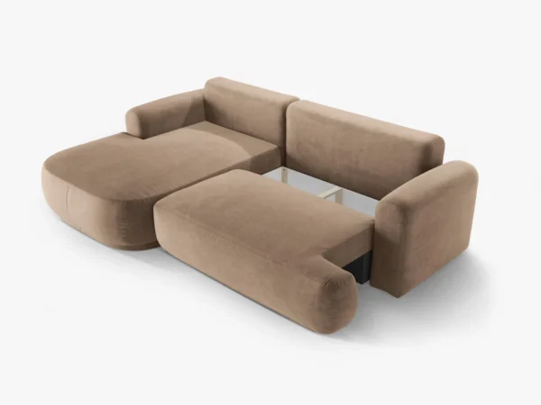 Coltar extensibil maro din catifea Ella Left - imagine 4