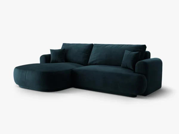Coltar extensibil albastru indigo din catifea Ella Left - imagine 3